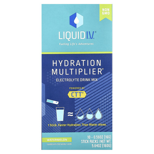 Liquid I.v. Hydration Multiplier®, Electrolyte Drink Mix, Watermelon, 10 Stick Packs, 0.56 oz (16 g) Each