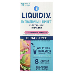 Hydration Multiplier®, суміш для напоїв із електролітами, райдужний шербет, без цукру, 10 таблеток по 13 г