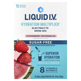 Liquid I.V., Hydration Multiplier®, Electrolyte Drink Mix, Strawberry Watermelon, 15 Sticks, 0.45 oz (13 g) Each