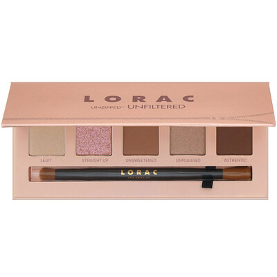 

Lorac Палитра теней для век Unzipped Unfiltered с двухсторонней кистью, 10,5 г