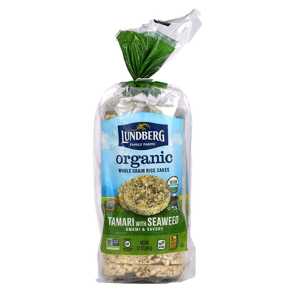 Lundberg, Organic Whole Grain Rice Cakes, Tamari with Seaweed, 8.5 oz