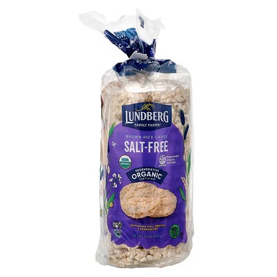 Lundberg, Tortas de arroz integral orgánico, Sin sal, 202 g (7,1 oz)