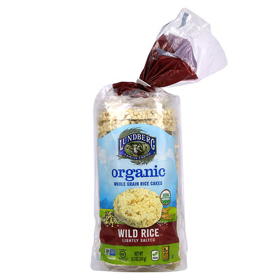 Lundberg Organic Whole Grain Rice Cakes, Wild Rice, Lightly Salted, 8.5 oz (241 g)