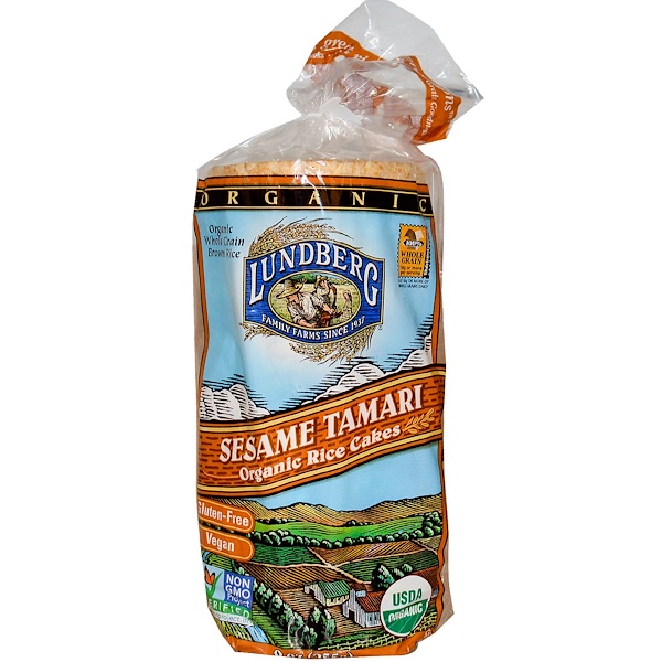 Lundberg, Органические рисовые хлебцы, кунжутный соевый соус, 255 г