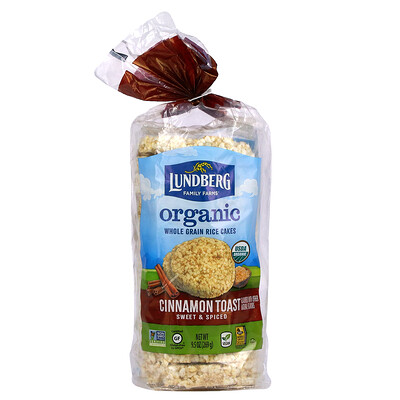 Lundberg Organic Whole Grain Rice Cakes, Cinnamon Toast, Sweet & Spiced, 9.5 oz (269 g)