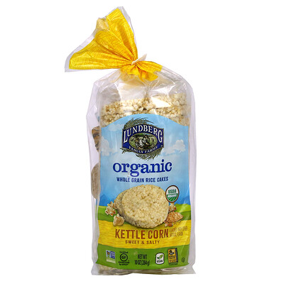 Lundberg Organic Whole Grain Rice Cakes, Kettle Corn, Sweet & Salty, 10 oz (284 g)