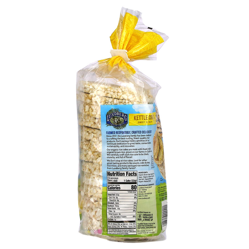Lundberg, Organic Whole Grain Rice Cakes, Kettle Corn, Sweet & Salty
