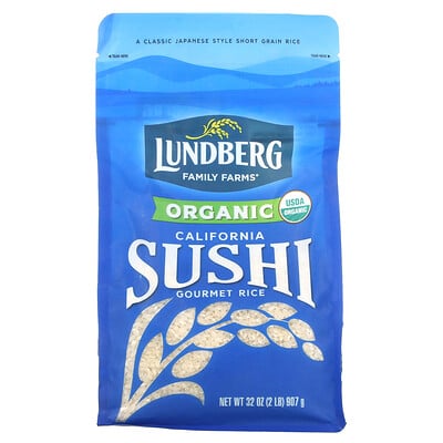 Lundberg Органический калифорнийский рис для суши, 907 г (2 фунта)