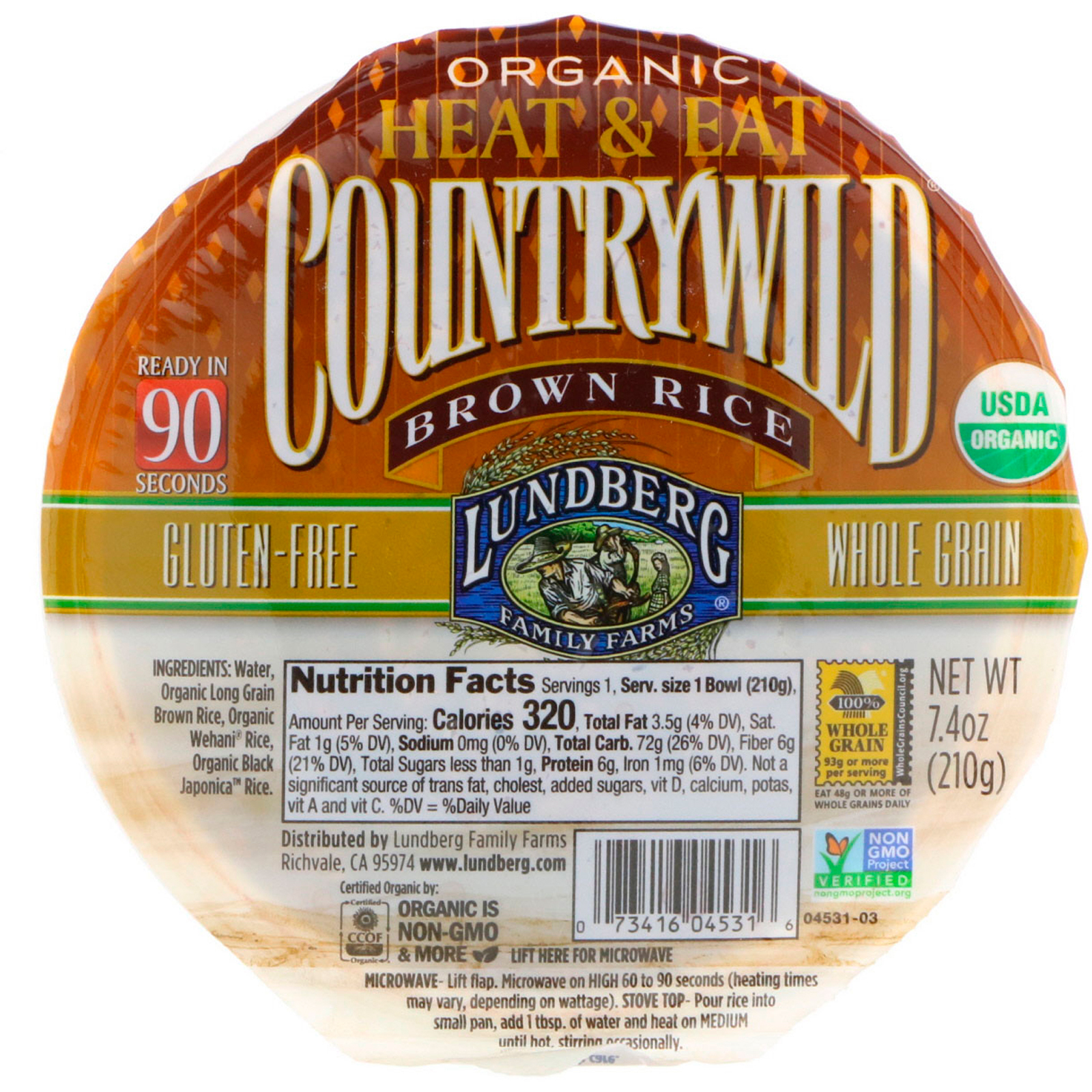 Lundberg Family farms Rice Bowl rte country Wild 7.4oz (073416045316)