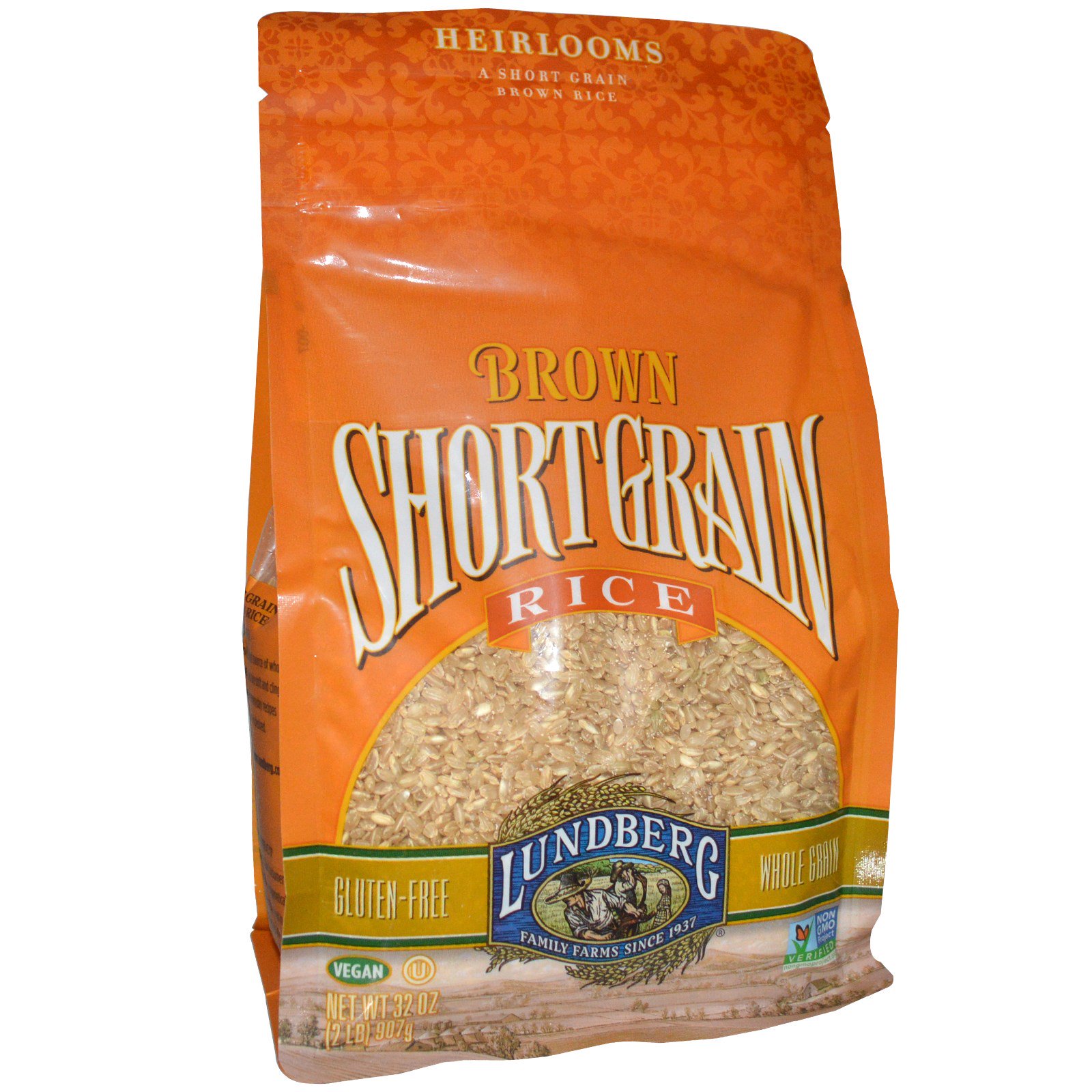 Lundberg, Brown Short Grain Rice, Gluten-Free, 32 oz (907 ...