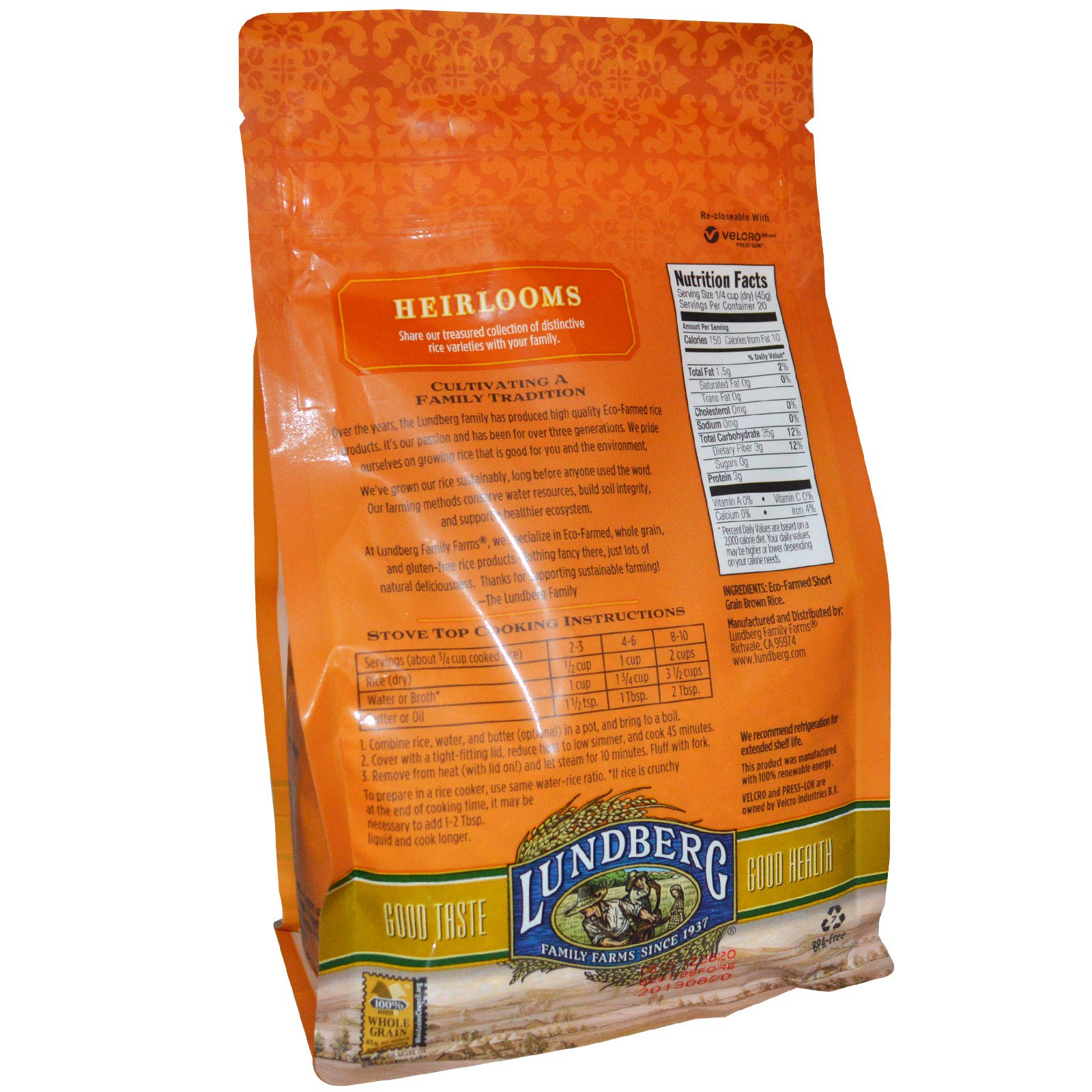 Lundberg, Brown Short Grain Rice, GlutenFree, 32 oz (907 g) iHerb