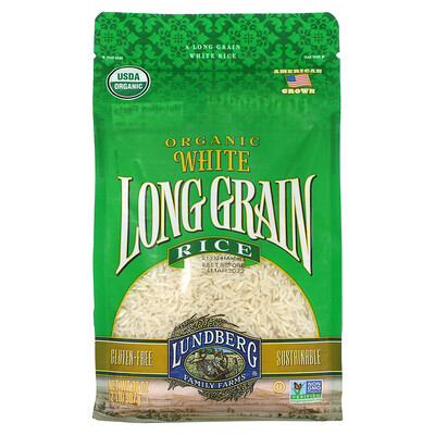 Купить Lundberg Organic White Long Grain Rice, 2 lbs (907 g)