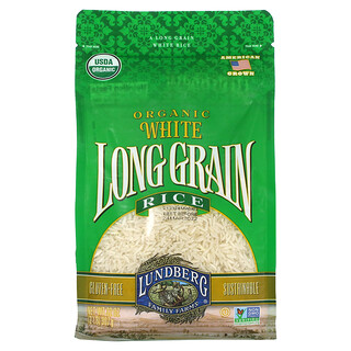 Lundberg, أرز أبيض عضوي طويل الحبة، 2 رطل، (907 جم)