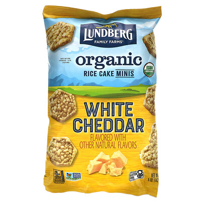 Купить Lundberg Organic Rice Cake Minis, White Cheddar, 5 oz (142 g)