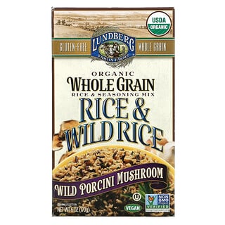 Lundberg, Organic Whole Grain Rice & Seasoning Mix, Rice & Wild Rice, Wild Porcini Mushroom, 6 oz (170 g)
