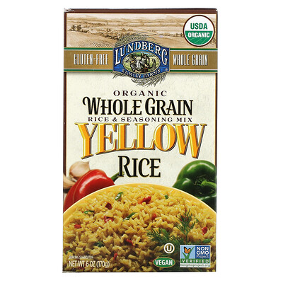 Lundberg Organic Whole Grain Rice & Seasoning Mix, Yellow Rice, 6 oz (170 g)