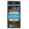 Lundberg‏, Organic Thin Stackers, Puffed Grain Cakes, Cracked Black Pepper, Lightly Salted, 24 Rice Cakes, 6 oz (168 g)