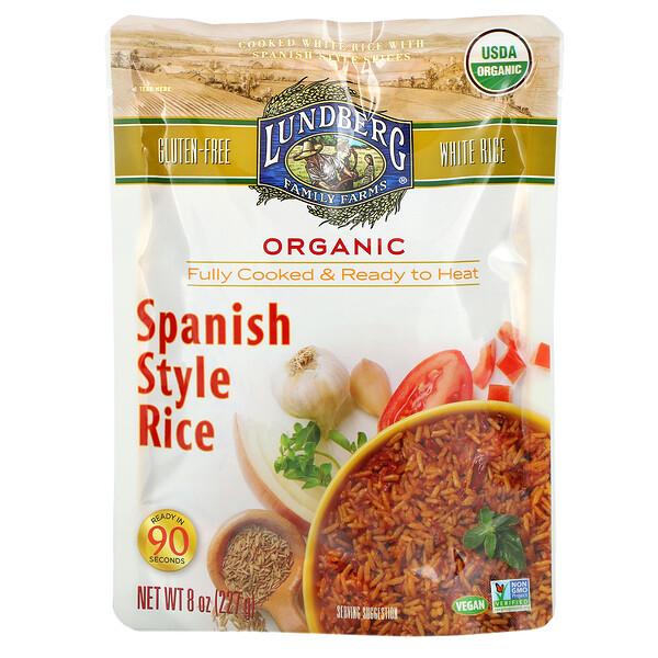 Lundberg‏, Organic Fully Cooked & Ready To Heat, Spanish Style Rice, 8 oz (227 g)