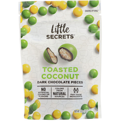 

Little Secrets Кусочки темного шоколада, обжаренный кокос, 5 унц. (142 г)