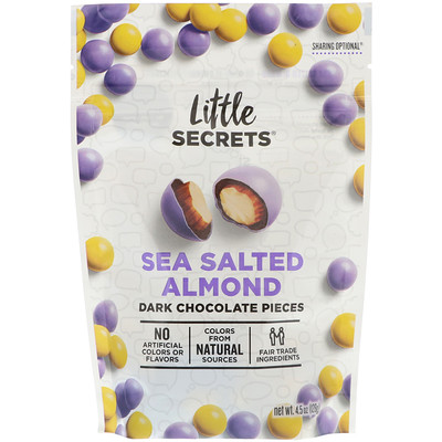 Little Secrets Кусочки темного шоколада, миндаль с морской солью, 4,5 унц. (128 г)