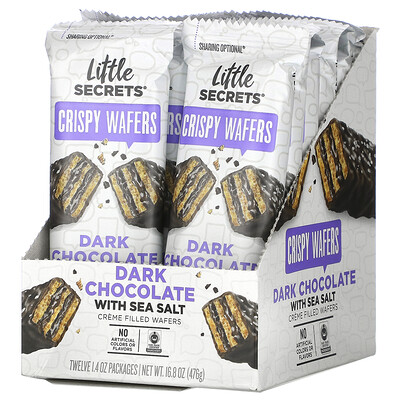 Little Secrets Dark Chocolate Crispy Wafer, Sea Salt, 12 Pack, 1.4 oz (40 g) Each