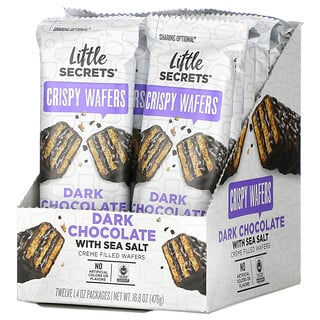 Little Secrets, Хрустящие вафли из темного шоколада, морская соль, 12 пакетиков по 40 г (1,4 унции)