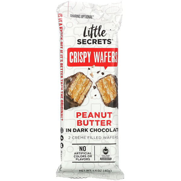 Little Secrets‏, Dark Chocolate Crispy Wafers, Peanut Butter, 1.4 oz (40 g)