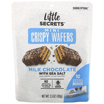 Little Secrets Mini Crispy Wafers, Milk Chocolate with Sea Salt, 10 Individually Wrapped Minis, 3.5 oz (100 g)