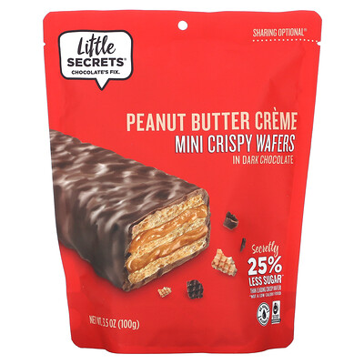 Little Secrets Mini Crispy Wafers, арахисовая паста в темном шоколаде, 10 штук в индивидуальной упаковке, 100 г (3,5 унции)