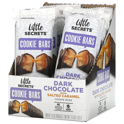 Little Secrets Cookie Bars, Dark Chocolate with Salted Caramel, 12 Pack, 1.8 oz (50 g) Each