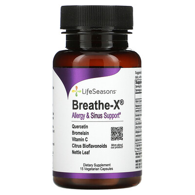 

LifeSeasons, Breathe-X, Allergy & Sinus Support, 15 Vegetarian Capsules