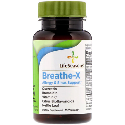 

LifeSeasons Breathe-X, Allergy & Sinus Support, 15 Vegicaps