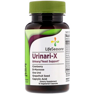 LifeSeasons, Urinari-X, дрожжевая поддержка мочевыводящих путей, 15 вегетарианских капсул