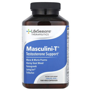 LifeSeasons, Fórmulas terapéuticas, Masculini-T®, Suplemento para reforzar la testosterona, 180 cápsulas vegetales