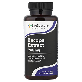 LifeSeasons, Bacopa Extract, 60 Veg Capsules (450 mg per Capsule)