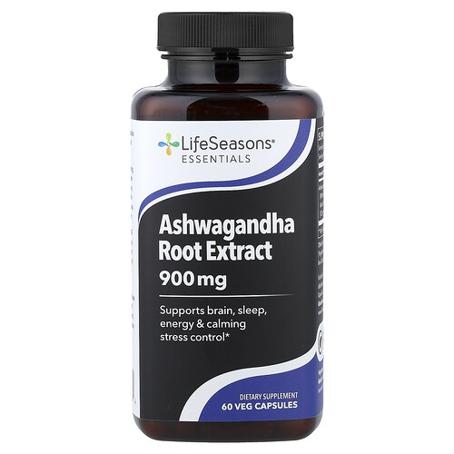 LifeSeasons, Ashwagandha Root Extract, Ashwagandha-Wurzelextrakt, 60 pflanzliche Kapseln (450 mg pro Kapsel)