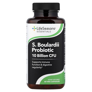 LifeSeasons, S. boulardii, продиотик, 60 вегетарианских капсул (250 мг в 1 капсуле)