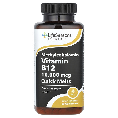 LifeSeasons, Essentials, Methylcobalamin Vitamin B12, Methylcobalamin Vitamin B12, Beere, 10.000 mcg, 60 schnell schmelzende Beeren
