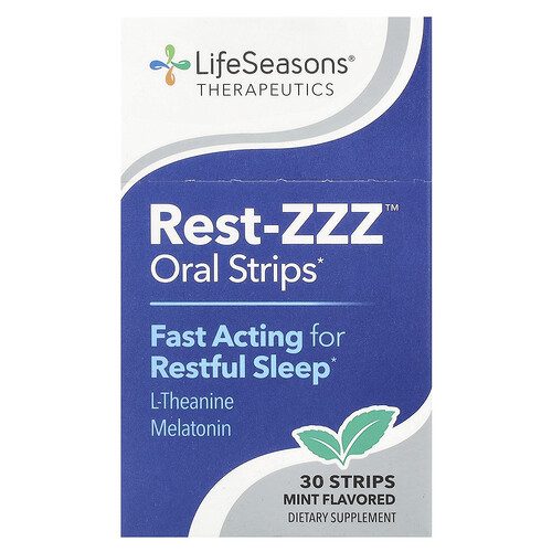 LifeSeasons, Therapeutics, Rest-ZZZ™ orale strips, munt, 30 strips