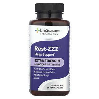 LifeSeasons, Therapeutics, Rest-ZZZ™ med apigenin + theanin, ekstra styrke, 60 vegetabilske kapsler