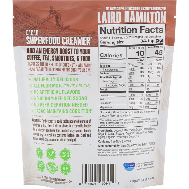 Laird Superfood, Superfood Creamer, Cacao, 8 oz (227 g) iHerb