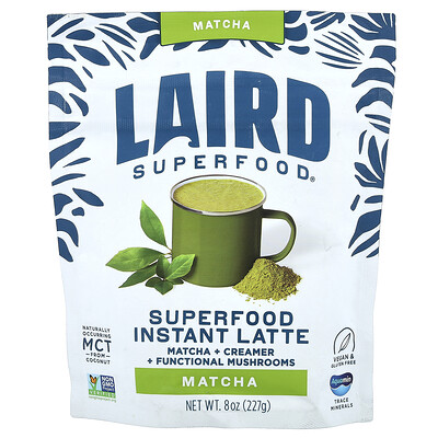 Laird Superfood, Latte instantáneo, Matcha, Cramer y adaptógenos, Matcha, 227 g (8 oz)