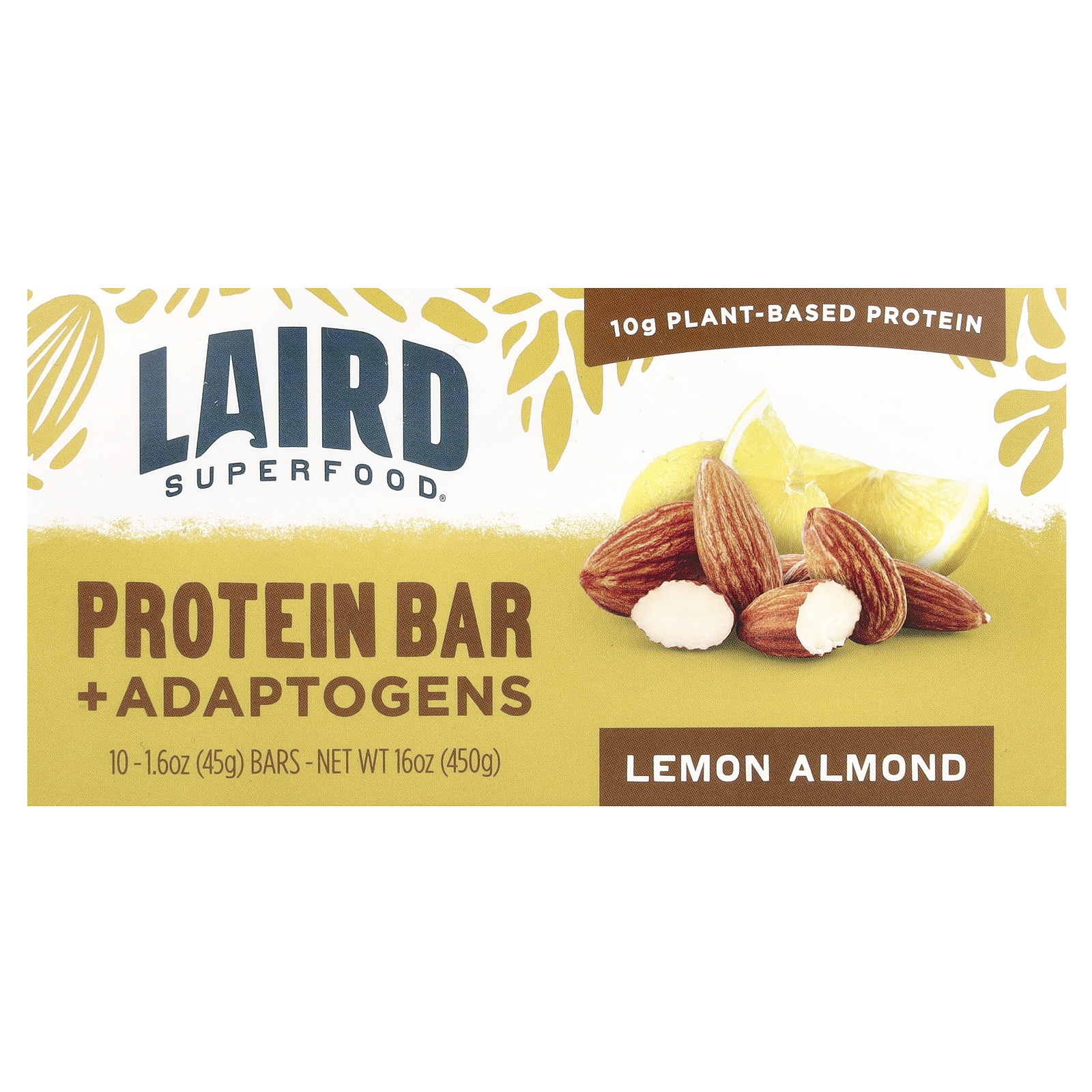 Protein Bar + Adaptogens, Lemon Almond, 10 Packs, 1.6 oz (45 g) Each