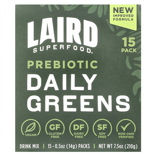 Laird Superfood, Verduri zilnice prebiotice, 15 pachete, 0,5 oz (14 g) fiecare