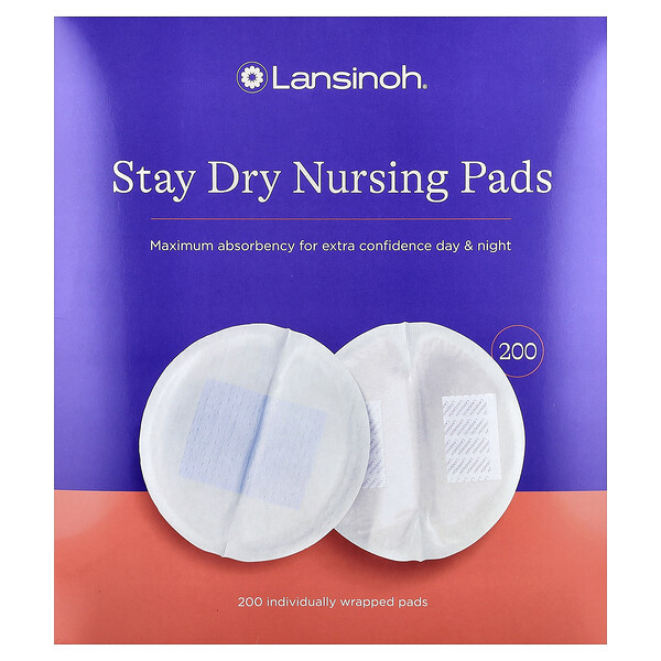 Lansinoh Stay Dry Nursing Pads, 200 Individually Wrapped Pads