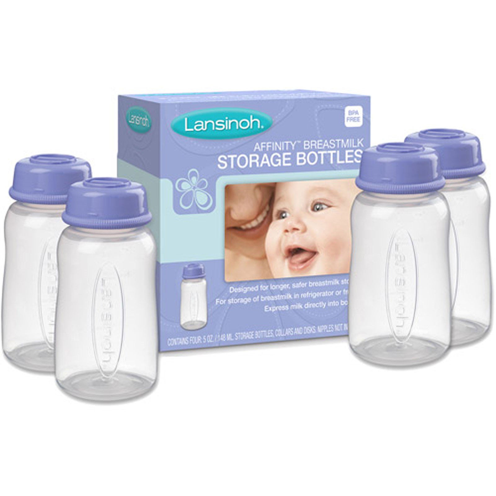 Lansinoh 4 Plastic Milk Storage Bottles