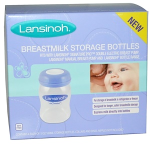 Отзывы о Лансинох, Breastmilk Storage Bottles, 4 Bottles, 5 oz (160 ml) Each