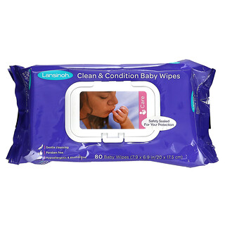 Lansinoh, Clean & Condition Baby Wipes, 80 Wipes