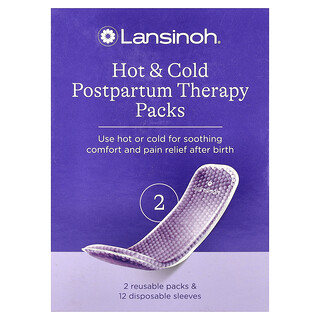 Lansinoh, Hot & Cold Postnatal Therapy Packs, 2 Reusable Packs & 12 Disposable Sleeves