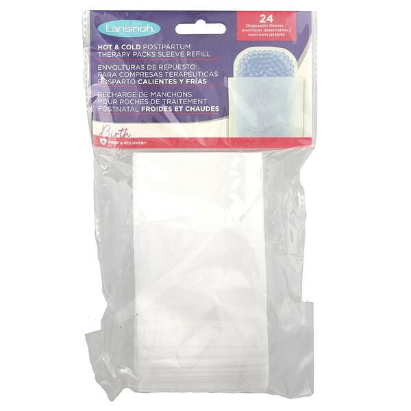 Lansinoh Hot & Cold Postpartum Therapy Packs Sleeve Refill, 24 Disposable Sleeves